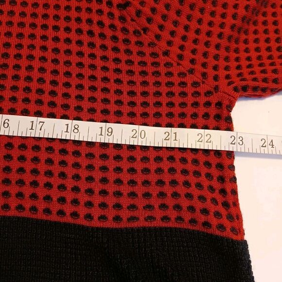 Charter Club Sz. XXL Red/Black Color Block Acrylic Nylon Wool w/Gold Buttons - Picture 7 of 9